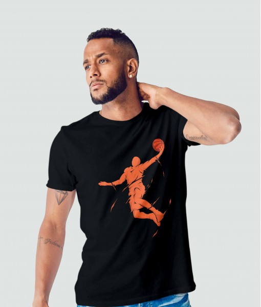 Мъжка тениска с щампа Спортни Илюстрации Colorful Slam Dunk